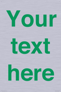 Custom blank information sign. Green text, plain background